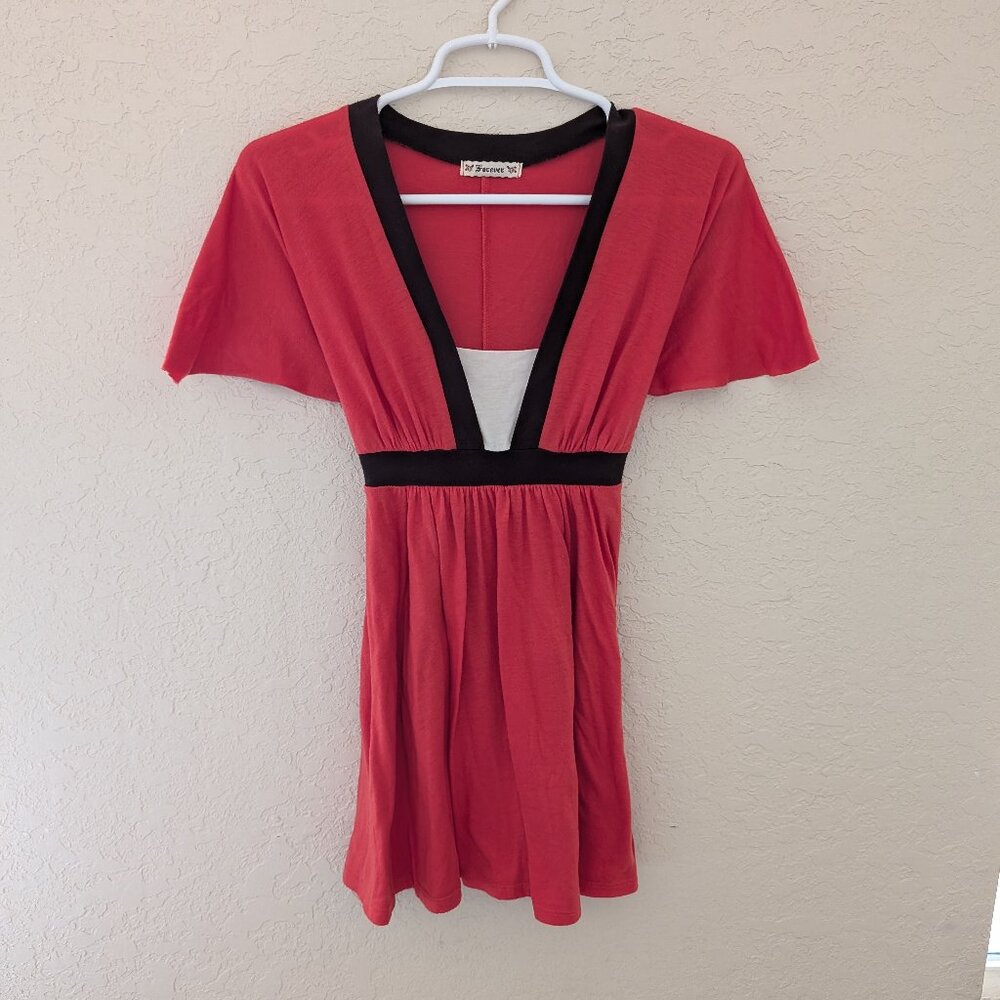 Vintage Forever 21 Top or Mini Dress Y2K 90s Waist Tie Colorblock